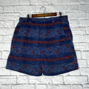 Columbia Mens Blue Fish Pattern Backcast II Printed Lined Water Shorts L
